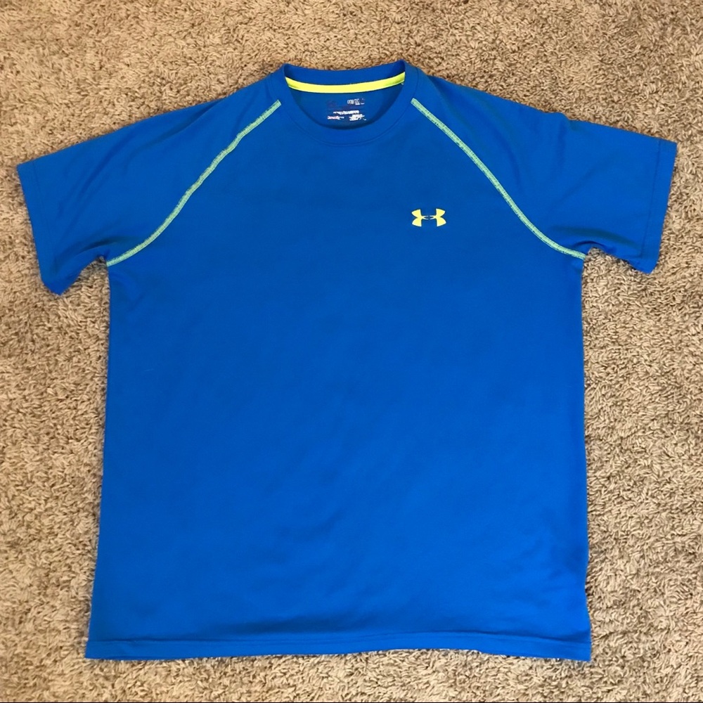 Under Armour| Heat Gear SS| Blue&Yellow Mens Med
